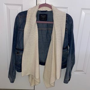 Abercrombie Jean Jacket with Sweater Shawl Collar